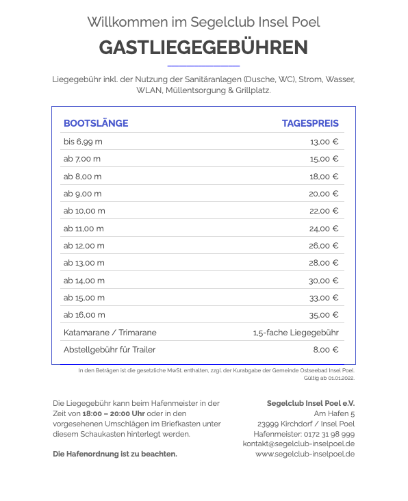 Gebührenordnung Gastlieger